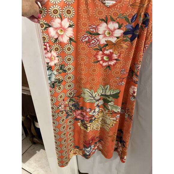 Johnny Was Orange Whistle Floral Slip Dress Sz M As Is - Picture 2 of 7
